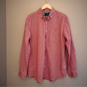 Vineyard Vine Red Checkered Classic Fit‎ Tucker Shirt Size Large